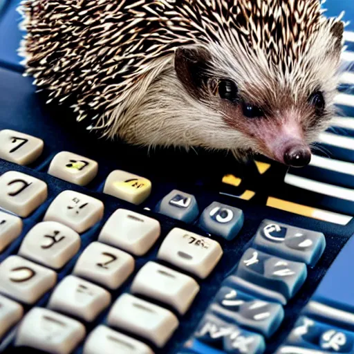 Image similar to a hedgehog using a calculator