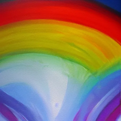 Prompt: a rainbow in curved air, painting