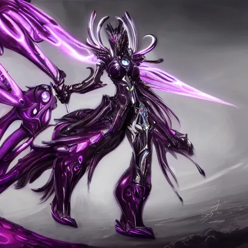 Image similar to highly detailed exquisite fanart, of a beautiful female warframe, but as a robot dragon, shiny silver armor with fuchsia accents, engraved, elegant pose, close-up shot, epic cinematic shot, glowing purple eyes, sharp claws for hands, professional digital art, high end digital art, singular, realistic, captura, DeviantArt, artstation, Furaffinity, 8k HD render