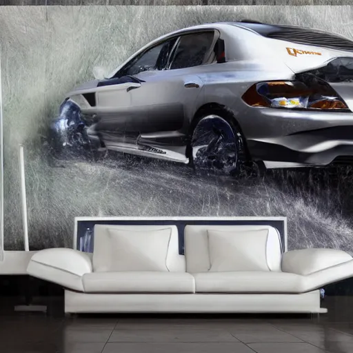 Image similar to sci-fi sport car f1 hatchback transport design organic smooth elastic forms 20% of canvas on the front; background wall structure on the coronation of napoleon painting 20% of canvas; by Jacques-Louis David, pinterest keyshot product render, cloudy plastic ceramic material shiny gloss water reflections, ultra high detail ultra realism, 4k