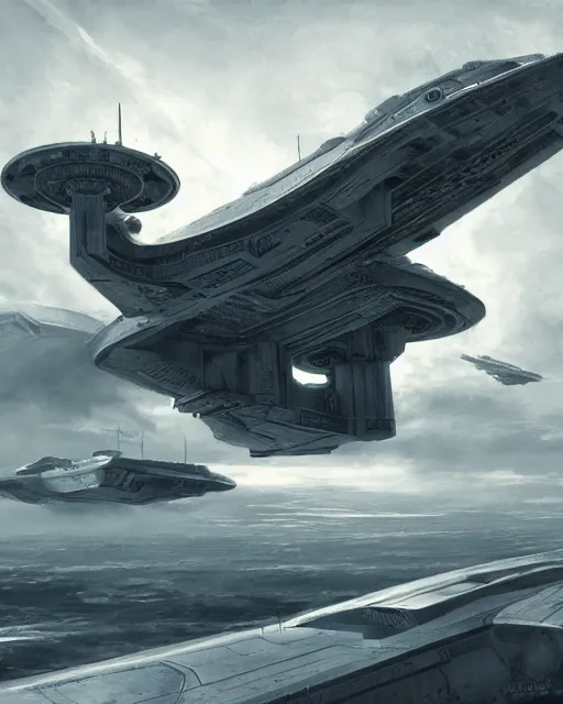 Prompt: starship enterprise, hyper realistic, scifi art, in the style of greg rutkowski, intricate, hyper detailed