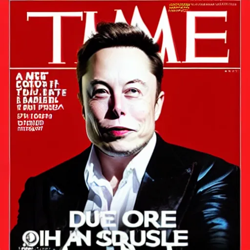 Prompt: elon musk on the cover of time magazine dressed as an 8 0 ’ s rockstar