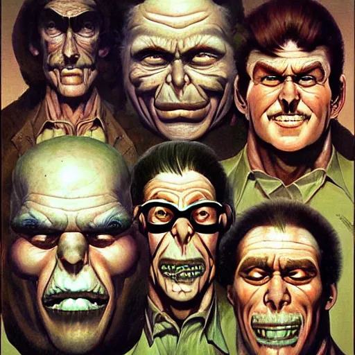 Prompt: incredible lifelike devs rebooting the mainframe ( hyperreal detailed facial features and uv lighting, art by ed roth, frank frazetta and basil wolverton )