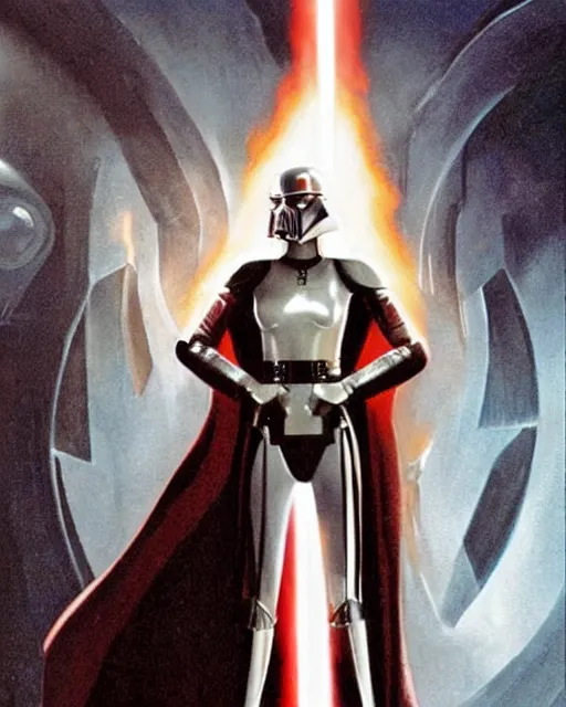 Image similar to tessa thompson as an inquisitor in a star wars movie, evil, villain, sith, concept art by doug chiang and ralph mcquarrie