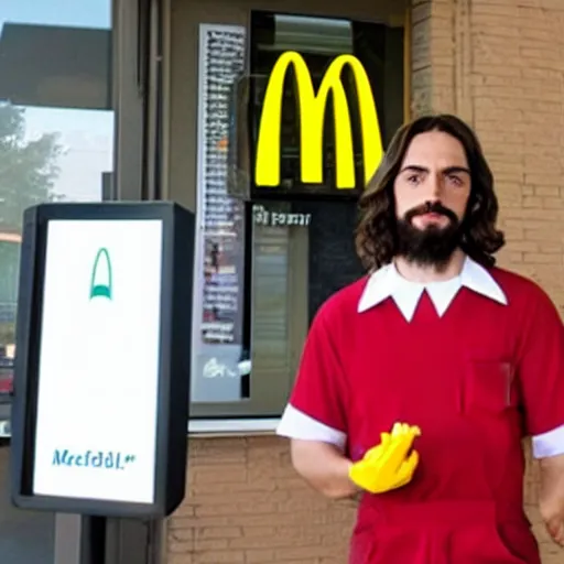 Image similar to Jesus working at McDonalds