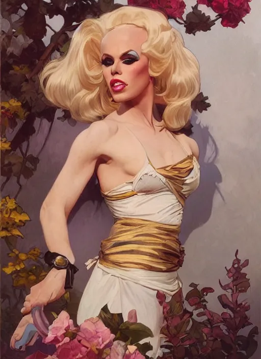 Prompt: katya, drag queen, painting by artgerm and greg rutkowski and alphonse mucha