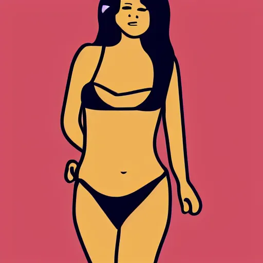 Prompt: a sticker illustration of a woman in a bikini