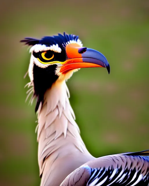 Prompt: closeup picture of secretarybird in savannah, captured on iphone, dlsr, photography