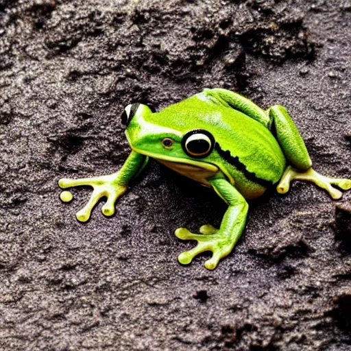 Image similar to screaming frog splits a lava lake