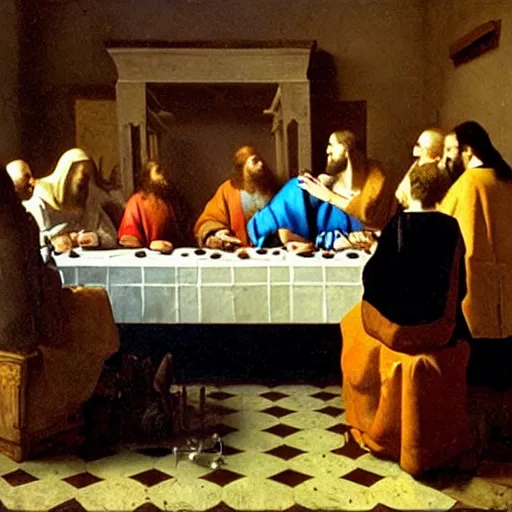 Image similar to the last supper, painted by johannes vermeer