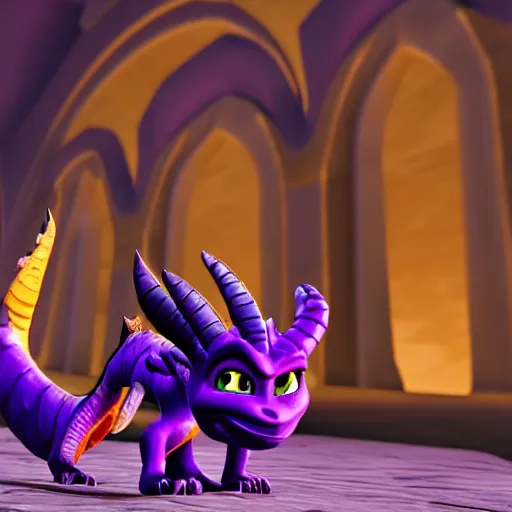 Image similar to Spyro the dragon as a eldritch monster 8k Hyper realistic unreal engine good detail