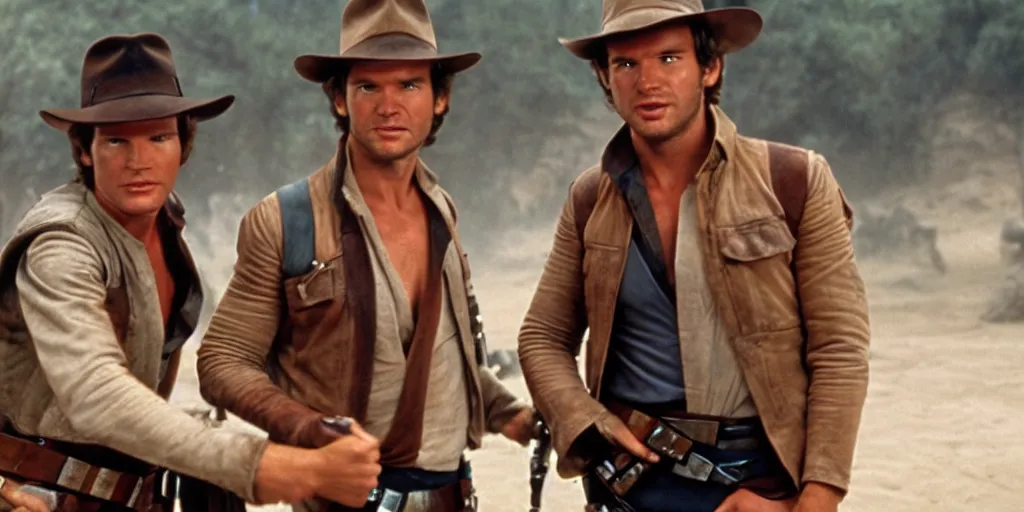 Prompt: han solo and indiana jones meeting for the first time