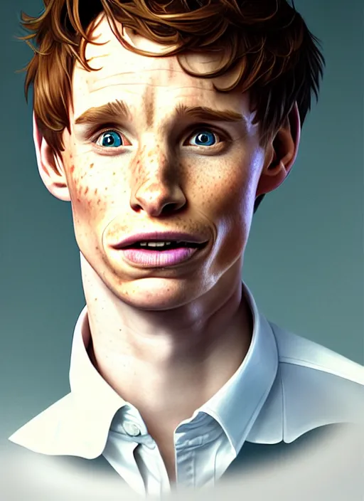 Image similar to cute eddie redmayne, natural lighting, path traced, highly detailed, high quality, digital painting, by don bluth and ross tran and studio ghibli and alphonse mucha, artgerm