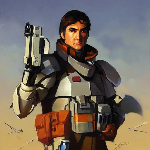 Prompt: greg manchess portrait painting of armored wedge antilles as overwatch character, medium shot, asymmetrical, profile picture, organic painting, sunny day, matte painting, bold shapes, hard edges, street art, trending on artstation, by huang guangjian and gil elvgren and sachin teng