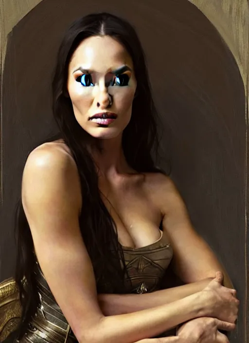 Image similar to megan fox dressed like a queen on a throne, calm, fantasy character portrait, dynamic pose, above view, artwork by jeremy lipkin and giuseppe dangelico pino very coherent asymmetrical artwork, sharp edges, perfect face, simple form, 1 0 0 mm