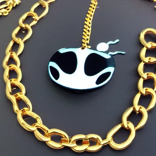 Image similar to hollowknight wearing gold chains