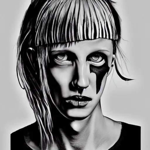 Image similar to black and white zeff art style die antwoord photo realistic