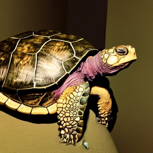 Image similar to foto of turtle in op room, frankenstein reanimating turtle, 4 k