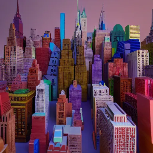 Prompt: new york made of plastic toys!!!!, amazing details, atmospheric, 4 k, aesthetic octane render, street view, warm hue's