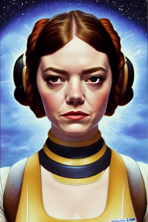 Image similar to emma stone as princess leia in star wars, by magali villeneuve and william bouguereau