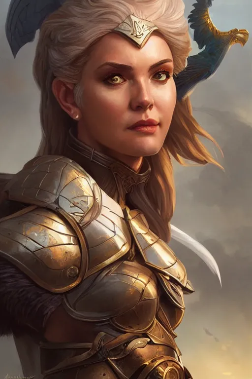 Image similar to amazon valkyrie athena, d & d, fantasy, portrait, highly detailed, headshot, digital painting, trending on artstation, concept art, sharp focus, illustration, art by artgerm and greg rutkowski and magali villeneuve