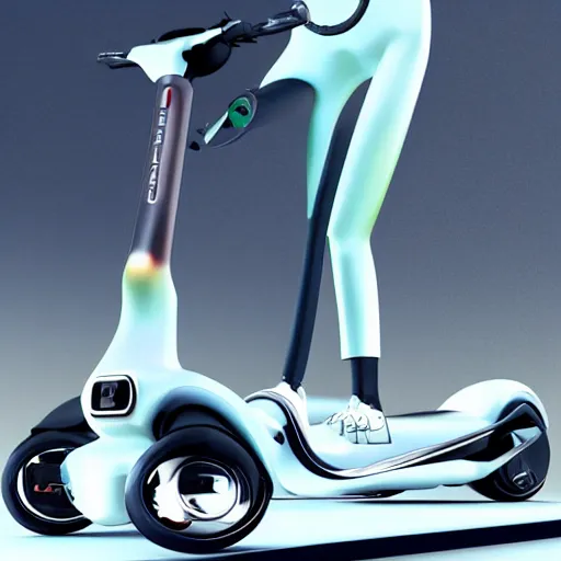 Image similar to electric scooter, futuristic, techno, cyberpunk, product design, render, concept, fun, swag