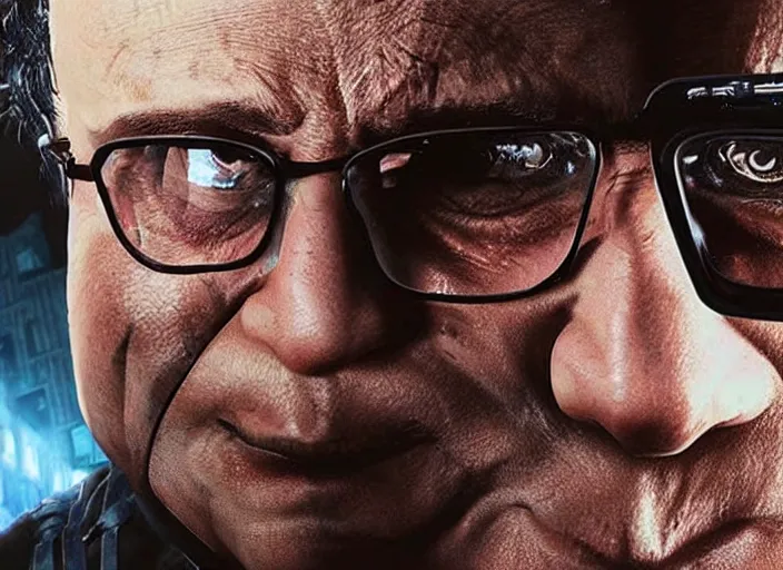 Image similar to video game still of danny devito in the video game resident evil 2,