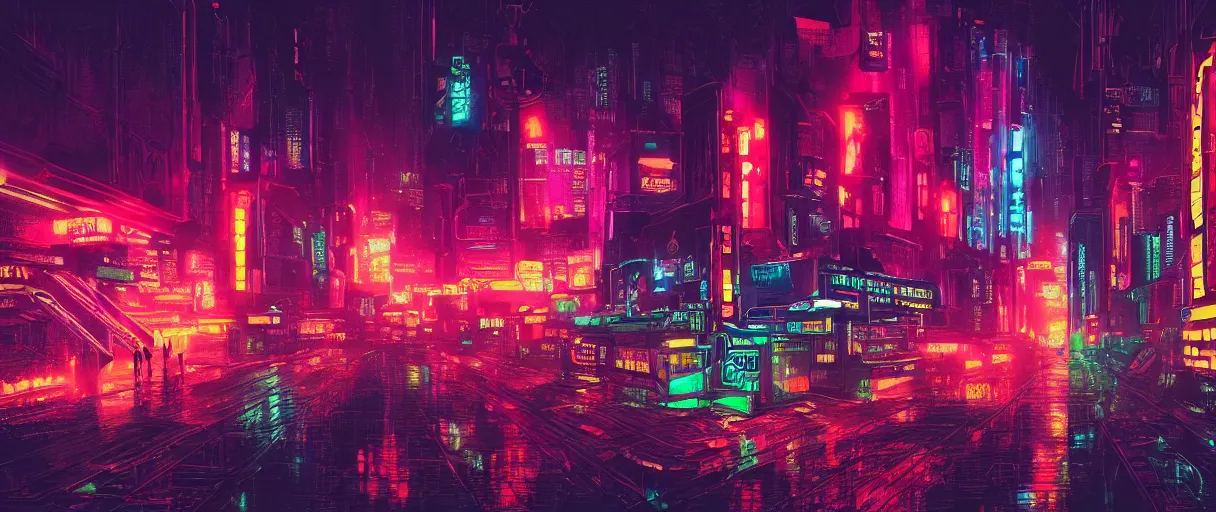 Prompt: landscape of neon lit blade runner city in the style of Rob Lefield and Dan Mumford , trending on artstation, digital art,surrealism ,macro,blueprint ,vaporwave