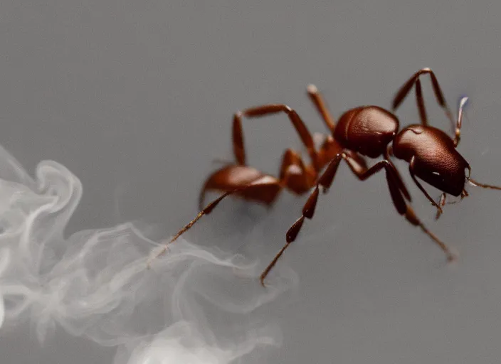 Prompt: a photo of an ant vaping