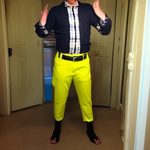 Image similar to spongebob trying on new pants