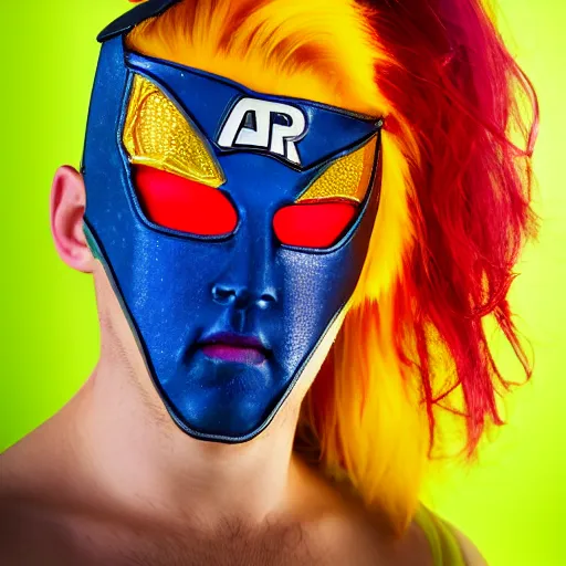 Image similar to a detailed portrait photo of a rainbow themed super hero, super hero costume, super hero mask, cinematic shot, marvel, dc,