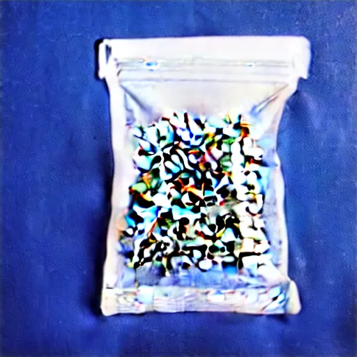Prompt: a ziplock bag filled with individual teeth / tooths