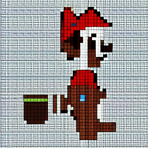 Image similar to a psychologically scary super mario, pixel art style