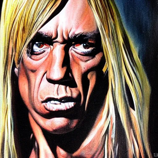 Prompt: Detailed painting of Iggy Pop by Simon Bisley