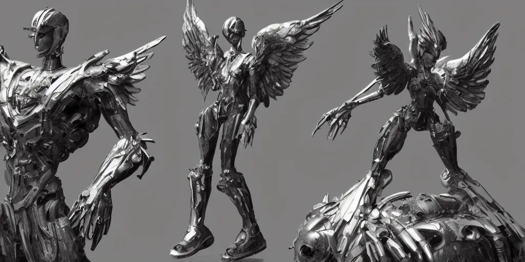 Image similar to a mechanical angel trending of artstation unreal engine