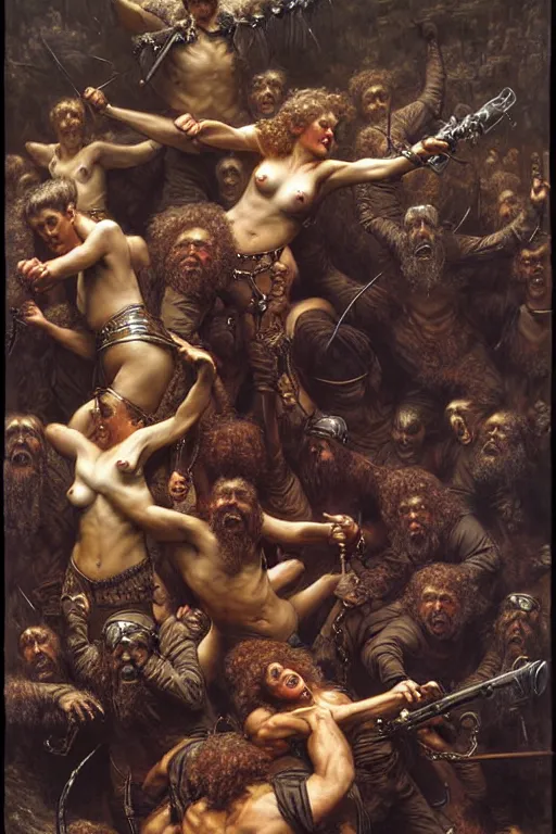 Image similar to beavers punks, ighly detailed painting by gustave dore, donato giancola, joseph christian leyendecker, wlop, boris vallejo