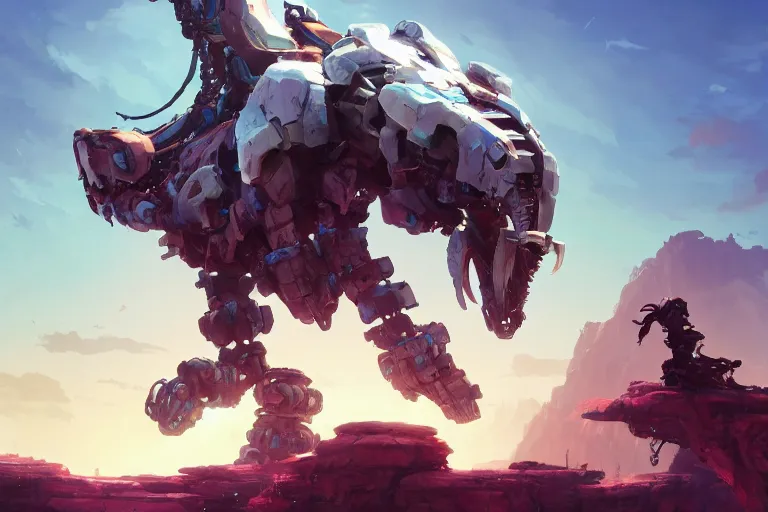 Image similar to tremortusk machine mecha animal beast robot of horizon forbidden west horizon zero dawn bioluminiscence, behance hd by jesper ejsing, by rhads, makoto shinkai and lois van baarle, ilya kuvshinov, rossdraws global illumination