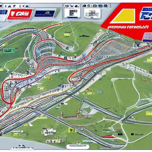 Prompt: a realistic detailed photo of a f 1 race circuit map