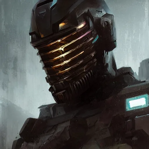 Image similar to portrait of sam worthington by greg rutkowski as a character from dead space