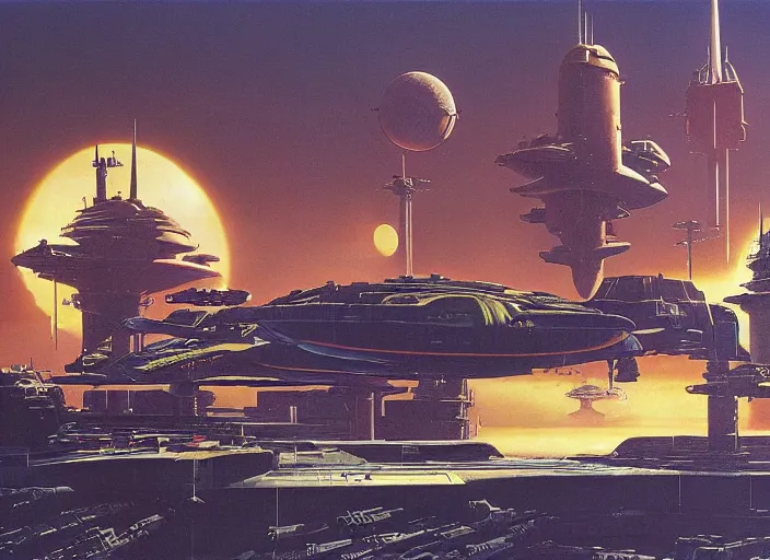 Image similar to cinematic matte painting, peter elson, chris foss, angus mckie, terran trade authority