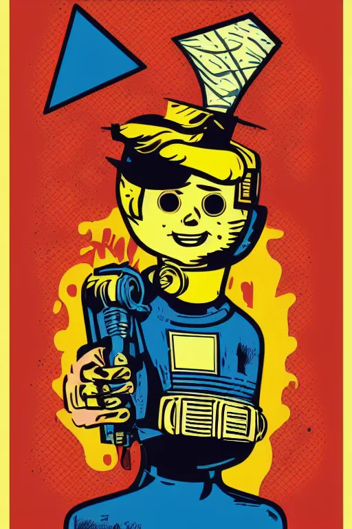 Image similar to fallout 7 6 retro futurist illustration art by butcher billy, sticker, colorful, illustration, highly detailed, simple, smooth and clean vector curves, no jagged lines, vector art, smooth andy warhol style