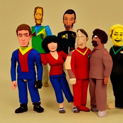 Image similar to claymation star trek tng crew