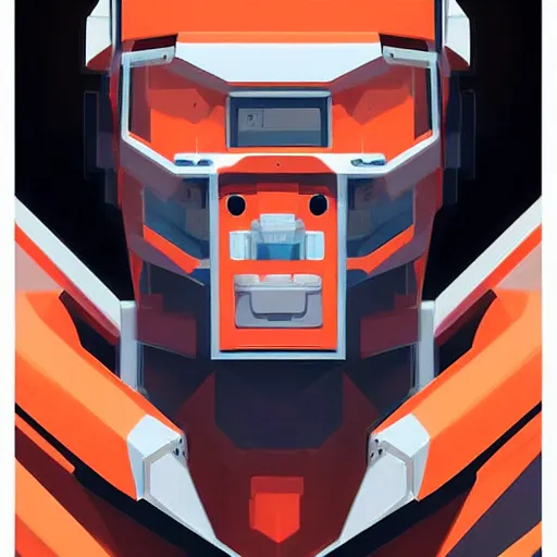 Prompt: robot like cube orange with white digital art, digital paiting, overcoat art by JC Leyendecker and sachin teng