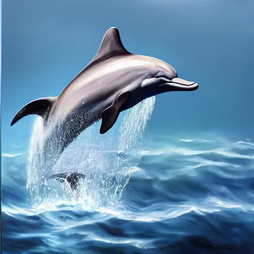 Image similar to a hyperrealistic painting of a bottlenose dolphin