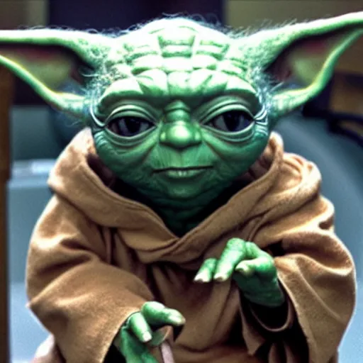 Image similar to photo of yoda sitting on the toilet