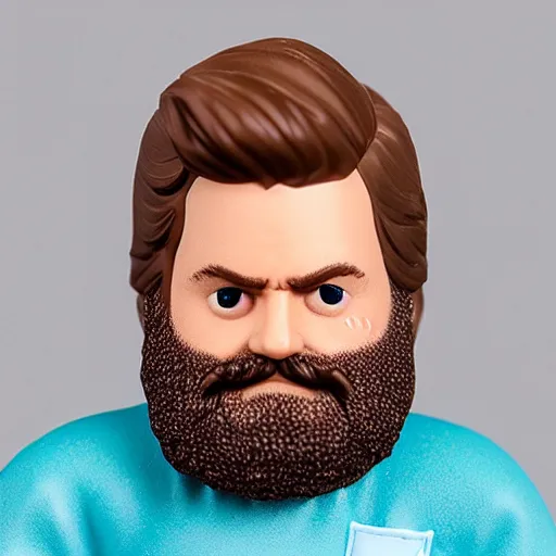 Image similar to zach galifianakis funko pop with short hair and gray beard