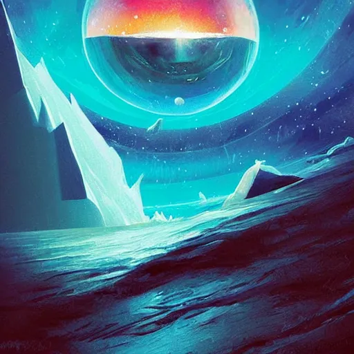 Prompt: an iceberg floating in space with the universe inside, by anato finnstark, by alena aenami, by john harris