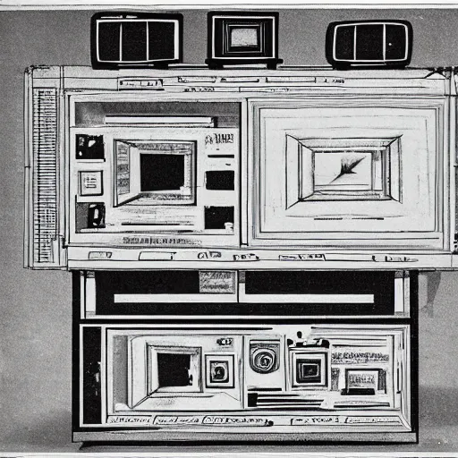 Prompt: ancient blueprint of the chronovisor, a television that takes pictures of the past