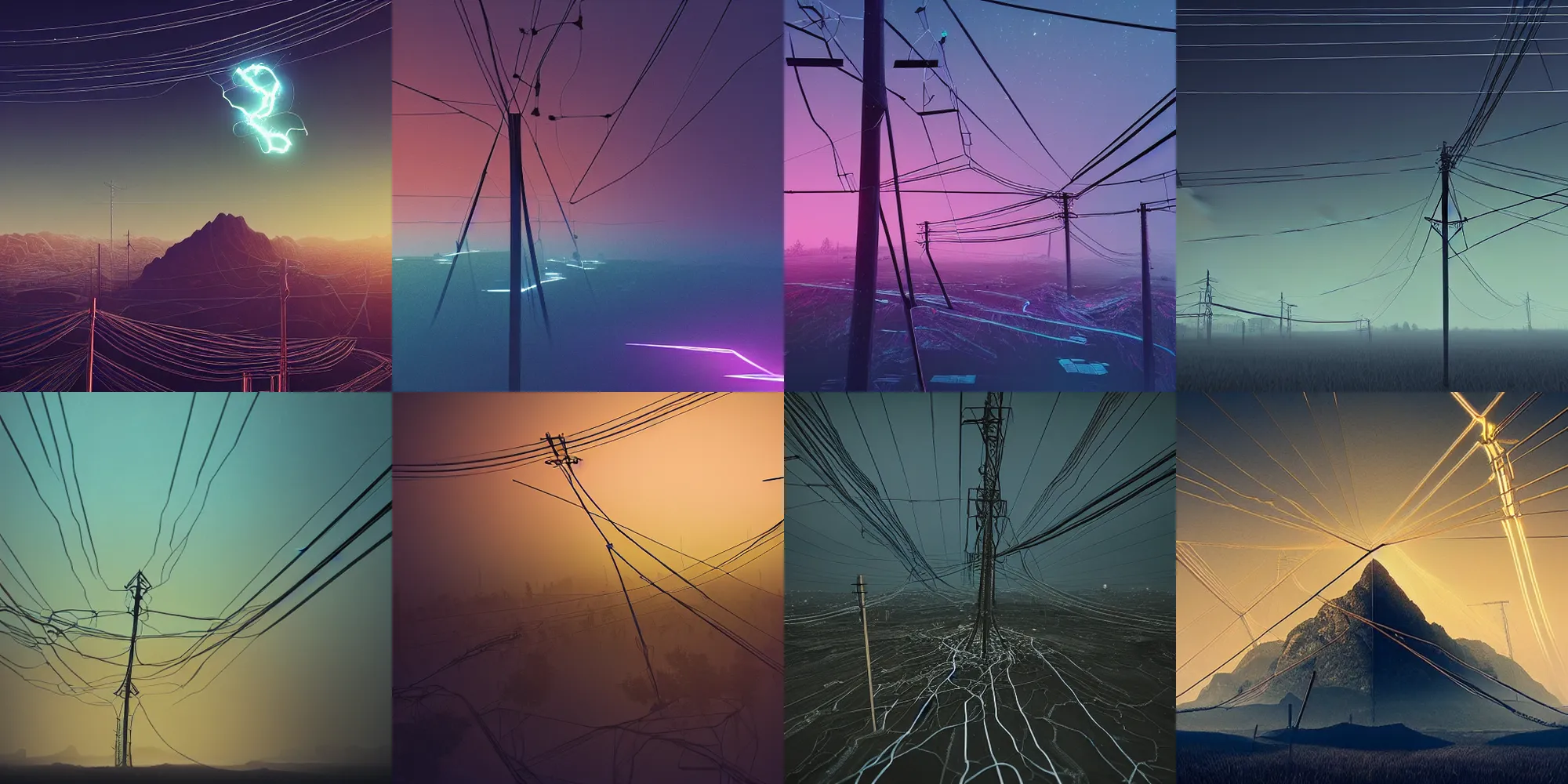 Prompt: beautiful dark landscape, the eye of providence, cables and wires, in the style of beeple and Mike Winkelmann, photo real, ultra realistic, intricate, epic lighting, 8k resolution, unreal engine 5,