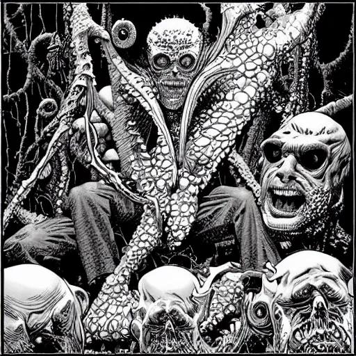 Image similar to “ bernie wrightson ” “ geoff darrow ” aquatic horror shape 1 0 2 4 x 1 0 2 4